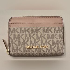 Michael Kors Blush and Taupe Monogram Wallet